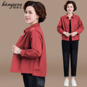 Áo Khoác Ngắn Thời Trang Cho Phụ Nữ Trung Niên Và Cao Tuổi Mùa Thu Xuân Thường Ngày Dáng Rộng Có Túi Áo Khoác Ngoài