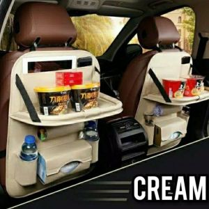 CAR SEAT ORGANISER PLUS MEJA LIPAT TAS MULTIFUNGSI BELAKANG JOK KULIT PREMIUM
