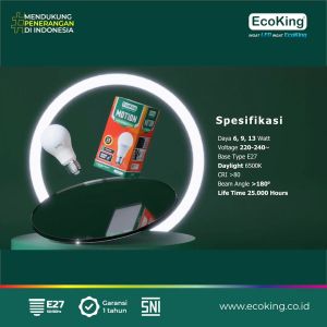 Lampu Sensor Gerak Ecoking 6w 9w 13w Bohlam Motion Sensor 6 Watt 9 Watt 13 Watt E27