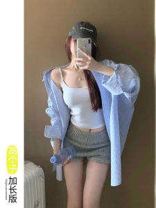 Áo Sơ Mi Nữ Dài Tay Chống Nắng Thường Ngày Mùa Xuân Thu Dài 175cm Phong Cách Hàn Quốc Rộng Rãi Thoải Mái Họa Tiết Sọc