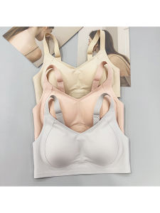 Ladies Sports Bra Wireless Seamless Anti Shake Lift Underwear Youth Female One Piece Nylon Fabric V-Neck Back Three Row Buckle