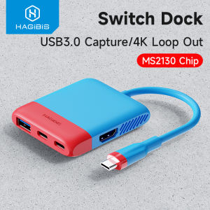 Hagibis Switch Video Capture Card Switch Portable Dock Live Streaming Video Recording For Nintendo Switch/Switch OLED Macbook Pro Laptop Xbox PS4/5 Game DVD Camcorder HD Camera 1080P 60fps Video Recorder TV Docking Station with 4K HDMIPD and USB Port