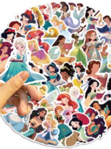 Princess Reading Book Stickers Decorative Waterproof PVC for Girl Notebook Bedroom Door Decor Mobile Phone Case Car Window