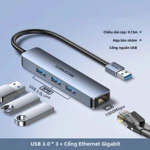 Samzhe | SAMZHE USB3.0 Hub Ethernet Adapter 1000Mbps RJ45 Lan Card Mạng Cho Laptop PC Xiaomi Mi Box MacBook Windows USB-C HUB