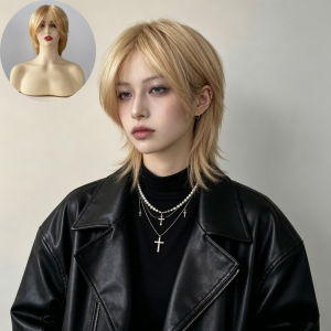 Off-white wolf tail fake hairstyle the same for men and women Japanese mullet head high temperature silk full head cover