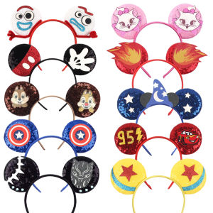 เด็กชาย Disney Mouse Ears Headbands Mickey Mouse Hairband ไม่มีโบว์ปาร์ตี้เทศกาลคอสเพลย์คริสต์มาสวันเกิดอุปกรณ์เสริมผม