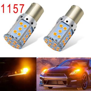 2Pcs Yellow T20 7440 W21W 1156 Ba15s P21W 1157 3030 SMD WY21W Car LED Light Turn Signal Brake Light Canbus No Error Flash