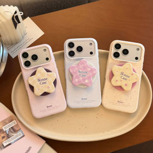 Korean Splash-ink Colorful Grid Pattern Stars Magnetic Bracket Phone Case for iPhone 17 16 15 14 Pro Max Shockproof Soft Cover