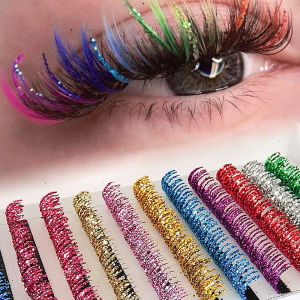 Thời Trang Long Lanh Cá Nhân Lông Mi Giả Pha Lê Nhiều Màu Sắc Sáng Bóng Nga Khối Lượng 1cm-1.5cm Tóc Tổng Hợp Phần Mở Rộng Chuyên Nghiệp
