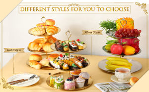 Cupcake Stand Serving Tray Food Tray Dinner Plate Dessert Display Rack Cake Tiered Stand Fruit Tray Buffet Set Serving Platters Cupcake Holder Plate Set Metal Dessert Equipment Set for Charcuterie Boards Party Wedding Birthday Festivitie