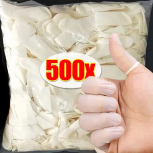 Dozoey ถุงมือถุงนิ้วมือยางที่ป้องกันปลายนิ้วฟรอสติ้งแบบใช้แล้วทิ้ง500-50ชิ้นตัวป้องกันนิ้วกันลื่นปลอกนิ้ว