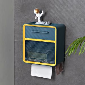 [SG] Waterproof Wall Mounted Tissue Box Toilet Paper Holder Tray Roll Holder w/ Shelf Drawer Bathroom Kitchen Paper Box