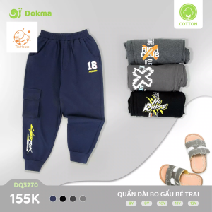 DQ3270 Quần dài bo gấu bé trai cotton thu đông Dokma (8-12Y)