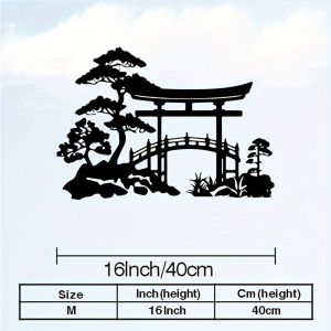 CIFbuy | CIFBUY Zen Garden Metal Wall Art Iron Decor Rustproof Pine Tree Silhouette Indoor Outdoor Patio Office Meditation Gift Home Plaq