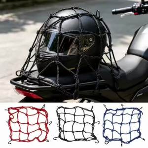 Motorcycle Reflective Cargo Net 30x30cm FOR BMW HONDA CFMOTO Kawasaki Storage Bungee Fuel Tank Luggage Net with Hooks