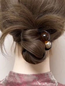 GUOQI | Elegant U-shaped Three-prong Beaded Hairpin for Bun Styling