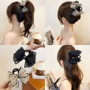 Mesh Bow Hairpin Korean Fashion Elegant Rhinestone Hair Clip Hair Accessories for Sweet Girls