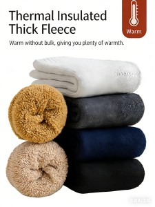 Mens Thickened Winter Cotton Socks Fleece Lined Warm Thermal Sleep Crew Socks Zhuji Loop Towel Socks for Cozy Comfort