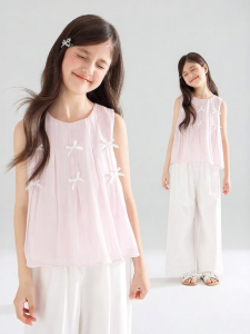 MUCMUKN | Silky Finish French Bow Sleeveless Vest for Girls Summer