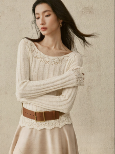 SUSHE | Light Vintage Lace Hollowed Knit Sweater Women