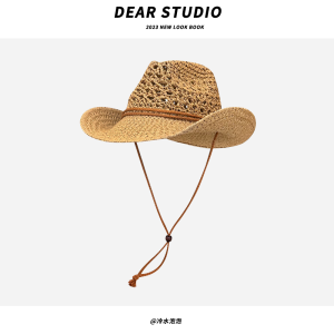 หมวกฟางผ้าฝ้ายผู้หญิงตะวันตกสไตล์ลําลองพร้อมปีกขนาดใหญ่สําหรับกิจกรรมกลางแจ้งป้องกันแสงแดดที่สมบูรณ์แบบสําหรับการเดินป่าตั้งแคมป์และชายหาด