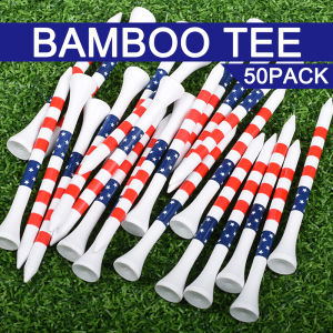 50pcs American Flag Style Durable Bamboo Golf Tees Of (3-1/4 & 2-3/4)  Length Golf Ball Holder Golf Training Practice tees