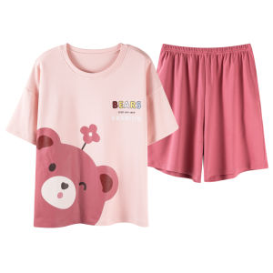 Bộ đồ ngủ MiiOW nữ làm bằng vải cotton nguyên chất cổ tròn có đệm ngực thoáng khí