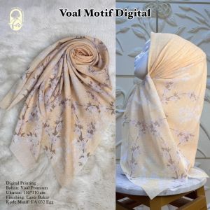 Edisi Kuning - Hijab VOAL MOTIF Jilbab Lemon Lime Mustard Kuning Kunyit Segiempat LaserCut