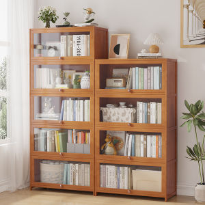 Modern Floor Bookshelf with Glass Door Storage