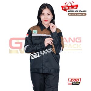 Wearpack Atasan Warna HITAM COKLAT(Baju Kerja)- Resleting - Lengan panjang