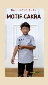 Santripexal - Koko Anak Remaja Laki-laki Lengan Pendek Baju Muslim Anak Laki-laki Kurta Cakra