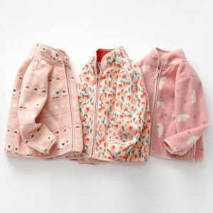 Spring Autumn New Style Fleece Jacket for Girls Children Casual Fashion Outerwear Baby Fashionable Jacket Polyester Fiber