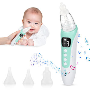Hailicare | Electric Nasal Aspirator for Babies with 3 Suction Nozzles Nasal Cleaner Music Playback 3 Suction Levels Baby Nose Sucker
