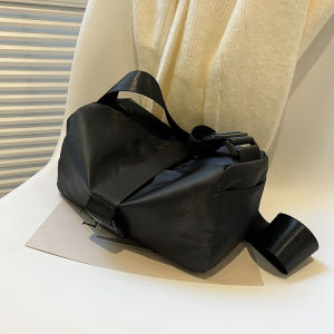 Nylon Bucket Bag Crossbody Sports Backpack for College Students Leisure Travel Single Shoulder Wide Strap Cool Trendy Bag