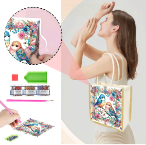 Túi Mua Sắm Tranh Kim Cương 1 Mảnh Họa Tiết Chim Chất Liệu Vải Canvas Có Thể Thay Thế Phong Cách Hiện Đại Dùng Để Làm Thủ Công Và Trang Trí Nhà Cửa
