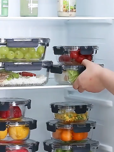 3Pcs/set High Borosilicate Glass Storage Rectangle Microwave Safe Glass Container Food Storage Glass Lunch Box 便当盒 玻璃饭盒