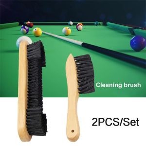 2Pcs/set Billiard Brush Wood Pool Table Horsehair Brush For Cleanning