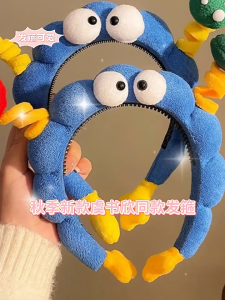 กิ๊บติดผมแบบคาดศีรษะสไตล์วินเทคลายตุ๊กตายัดนุ่นตาโตน่ารักทรงสูงหัวกระโหลก