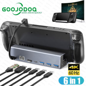 GOOJODOQ Steam Deck Docking Station TV Base Stand 5 in 1 Hub Aluminum Alloy Holder Dock 60Hz HDMI-compatible USB-C For Steam Deck Console