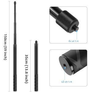 Puluz | PULUZ 150cm/110cm/70cm Gậy Selfie Bằng Kim Loại Monopod Có Vít Đế Chuyển Đổi Vô Hình Tương Thích Với Insta360 One RS/X2/X3/X4/X5/X6 DJI Osmo 360