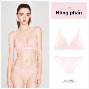 Miss Curiosity | Áo Ngực Mỏng Hấp Dẫn Mùa Hè Không Gọng Hình Tam Giác Voan Pháp