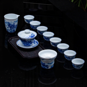 Underglaze High Temp Porcelain Hand-painted Blue and White Antique Gōngfu Teaware Set