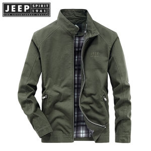 JEEP SPIRIT 1941 ESTD Checker คอตั้งหลวมสำหรับผู้ชายแจ็คเก็ต M-5XL