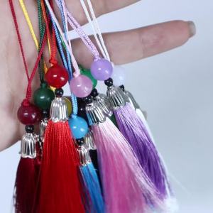 10Pcs Tassels Silky Handmade Soft Tassels Jade Bead Tassels DIY Craft Jewelry Car Key Chain Decor Pendants Smooth Fringe Trim
