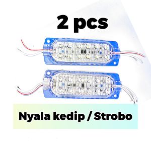 2 pcs Lampu Strobo kedip otomatis LED ultrasonic 12 mata kedip 12 volt 24 volt Lampu kedip otomatis