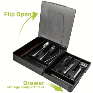 1 piece double layer expandable utensil drawer organizer with cover kitchen drawer countertop utensil storage rack