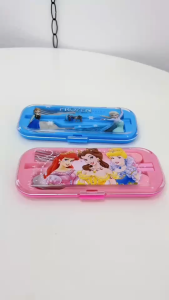 . เซตช้อนส้อมกล่องฟ้า/ชมพู ลายเจ้าหญิงสุดน่ารัก อายุ 2-7ขวบ CS