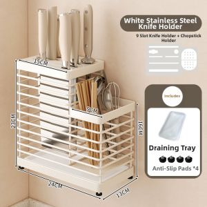 Kitchen Wall-Mounted Cutlery Knife Holder Rack