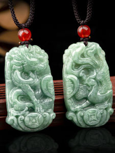 สินค้าจากธรรมชาติของแท้จี้หยกรูปมังกรและหงส์จี้หยกสำหรับคู่รักปีนักษัตรเครื่องประดับแบบห้อยส่งของขวัญให้เพื่อนพร้อมใบรับรอง