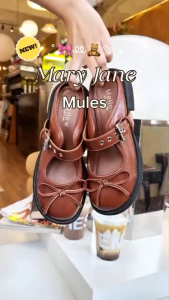 MellowCo รองเท้าแมรี่เจนเปิดส้น Mary Jane Mules รุ่น Tulip Sheen M3-B5007